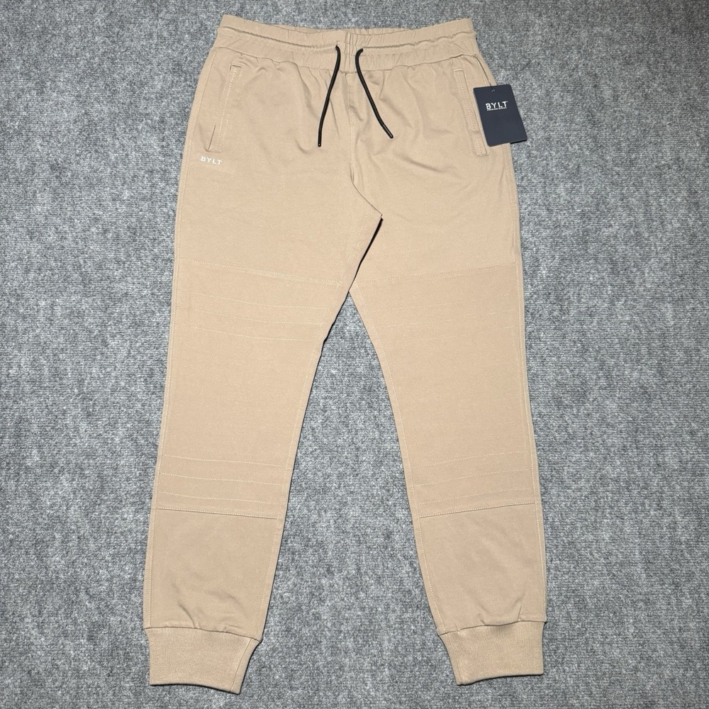 BYLT Premium Basics Elite+ Jogger Women Large Tan Sand Athletic Tech Pants L NWT